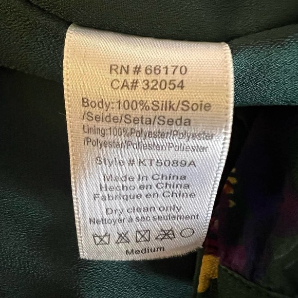 Maeve Tallie Open Shoulder Silk Blouse Size Medium Green Floral Anthropologie - Picture 10 of 10